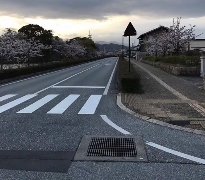 事故現場の横断歩道は見通しのよい直線道路。なぜ被告は横断中の瞳さんを見逃したのか……（遺族提供）