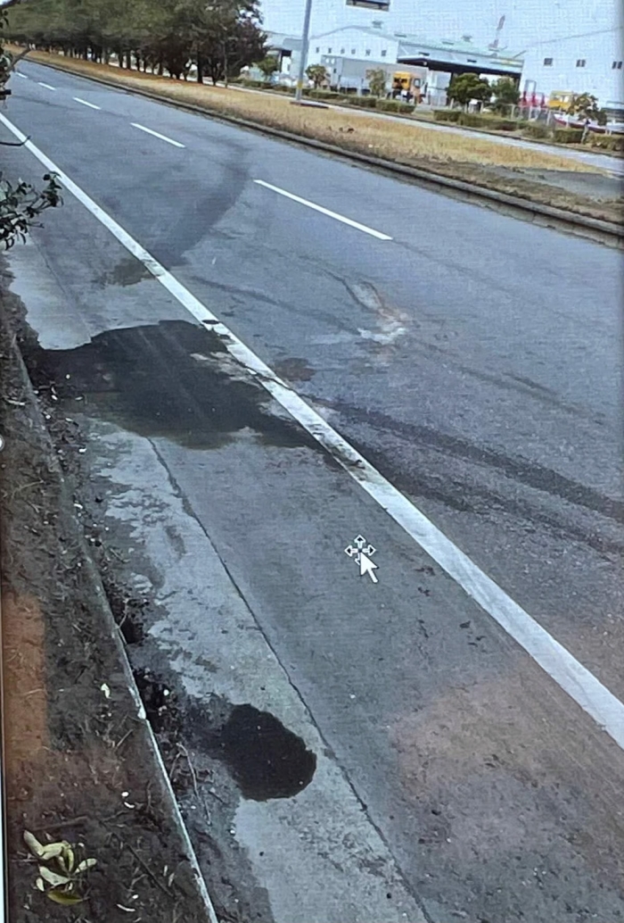 事故の現場となった一般道（遺族提供）